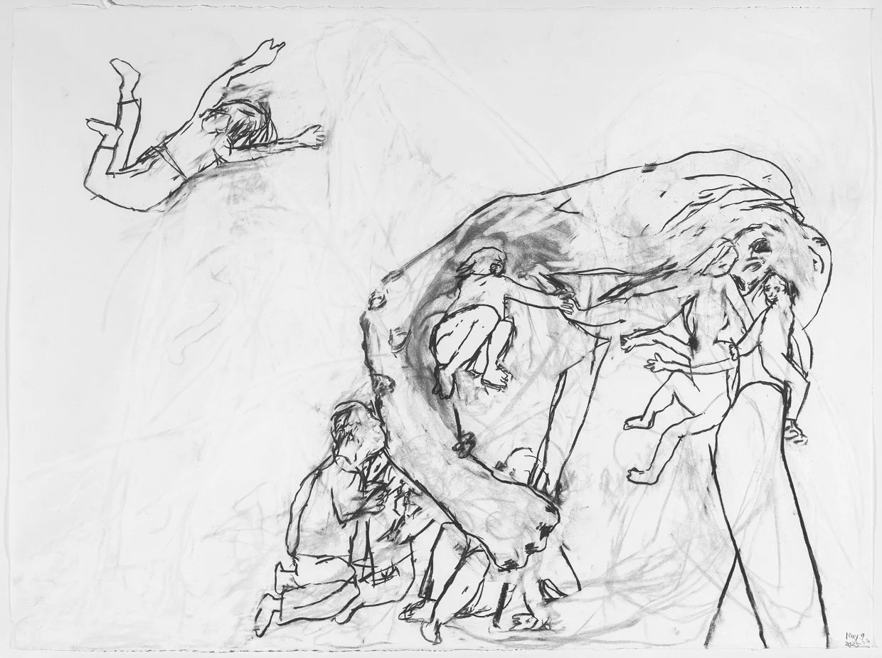  Monster, 2025. Charcoal on paper, 22” x 30” 