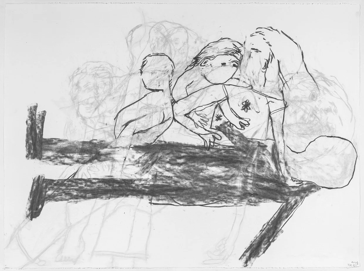  (Group), 2025. Charcoal on paper, 22” x 30” 