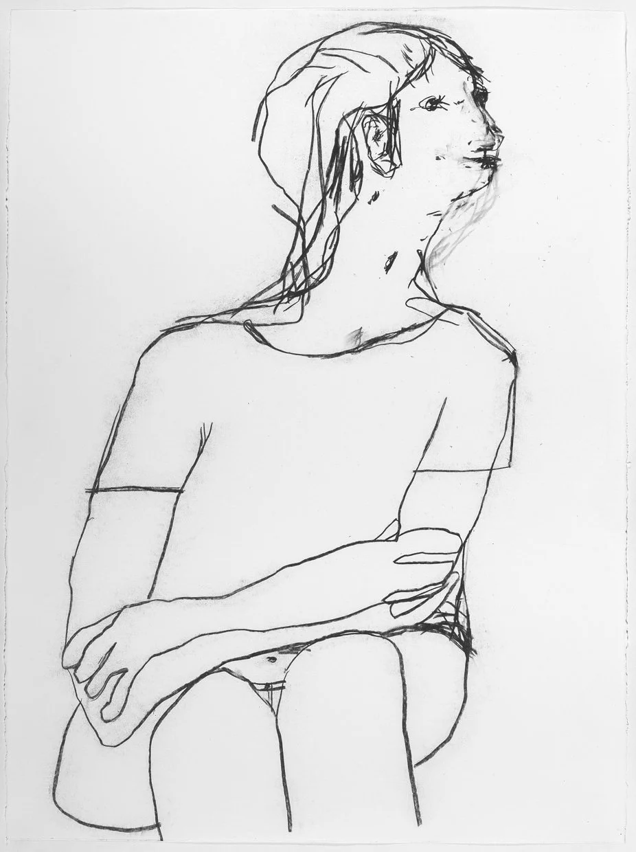  Yes, 2025. Charcoal on paper, 30” x 22” 