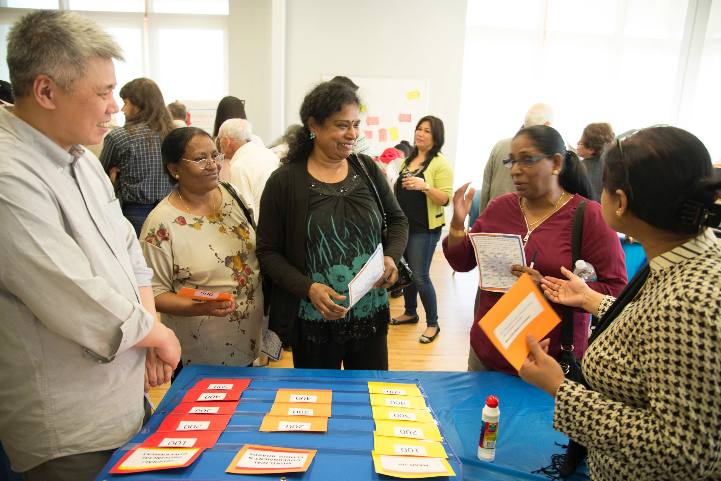 Participants testing their knowledge with Democracy Jeopardy 