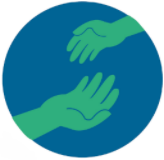 Two hands reaching out in a circle