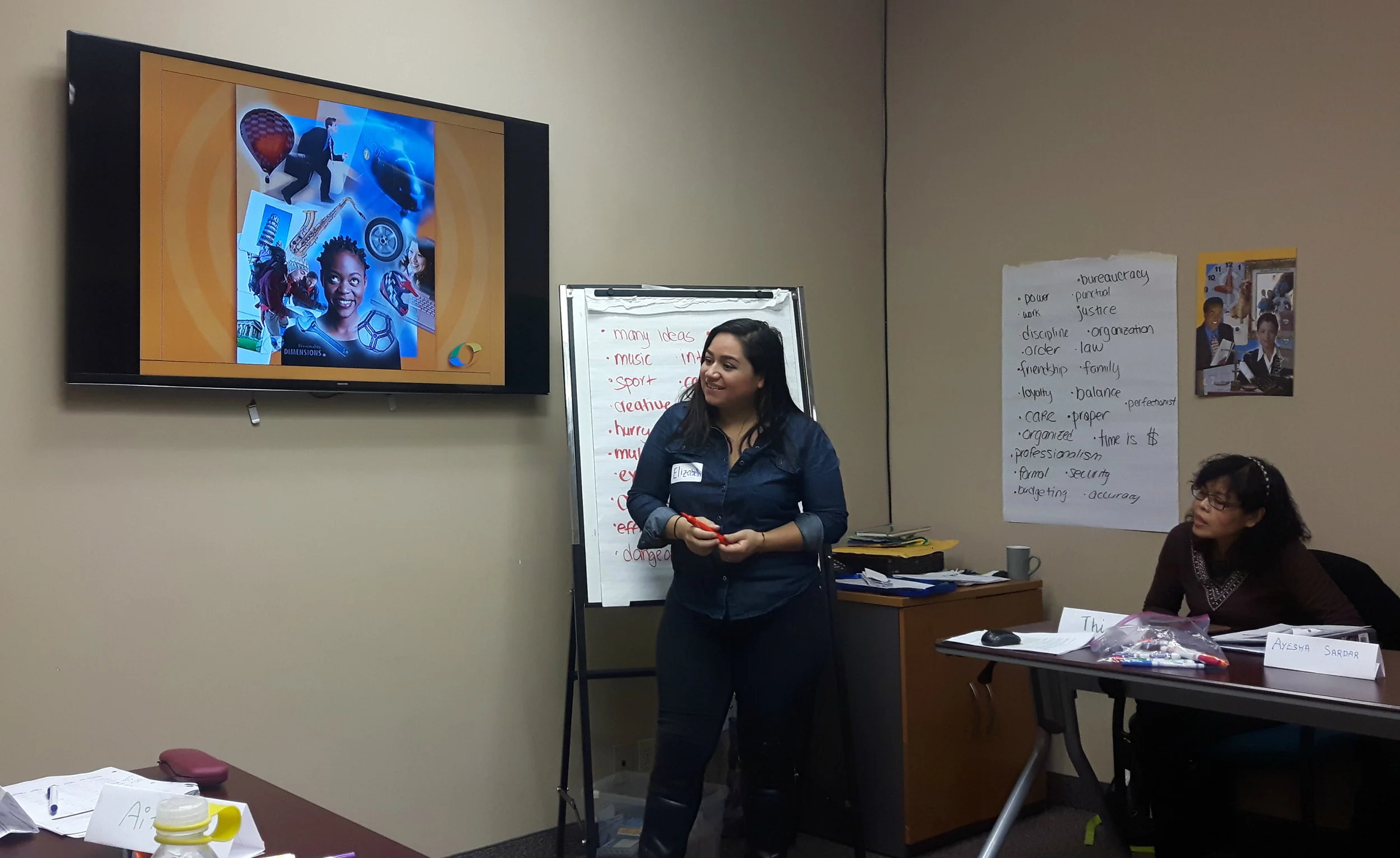 Elizabeth leading a Personality Dimensions workshop to discover leadership styles