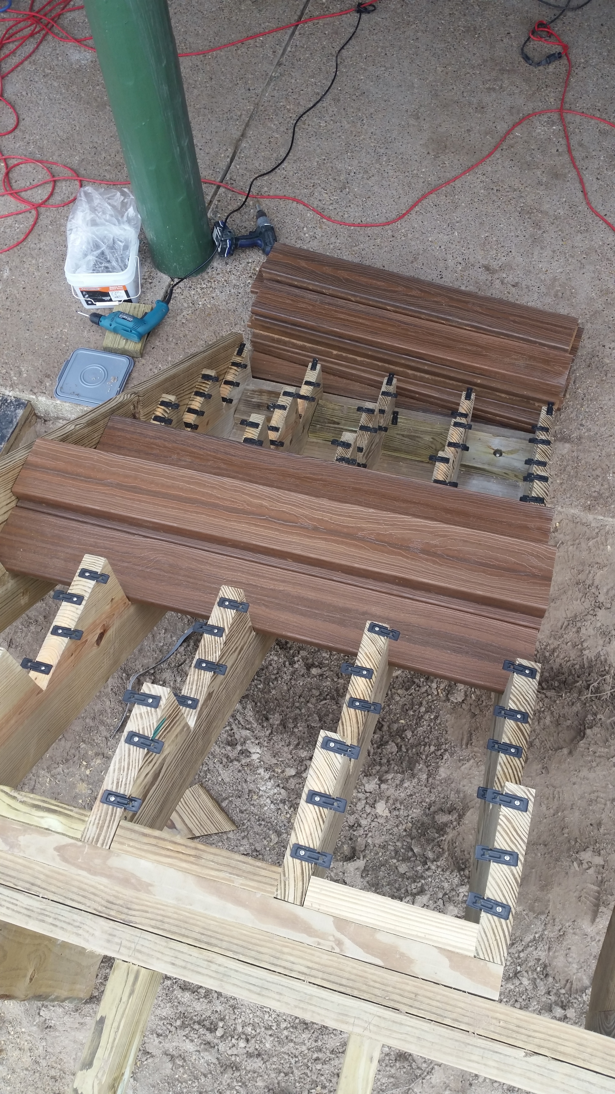 Deck Stairs under construction.