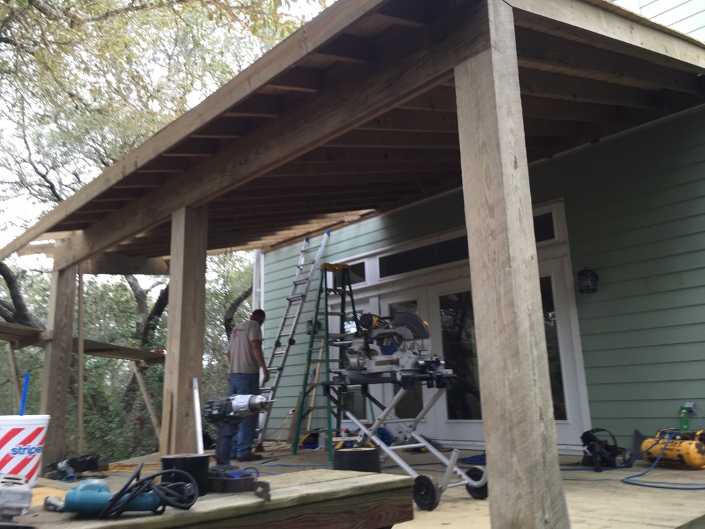 During: The porch is under construction