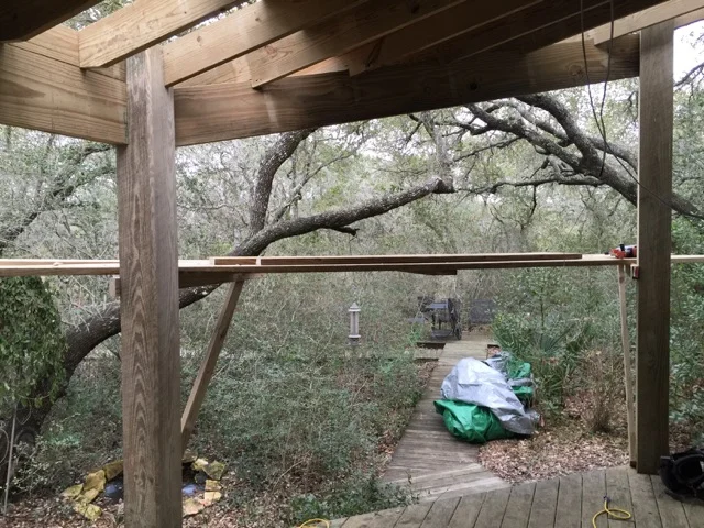 During: The building process begins.