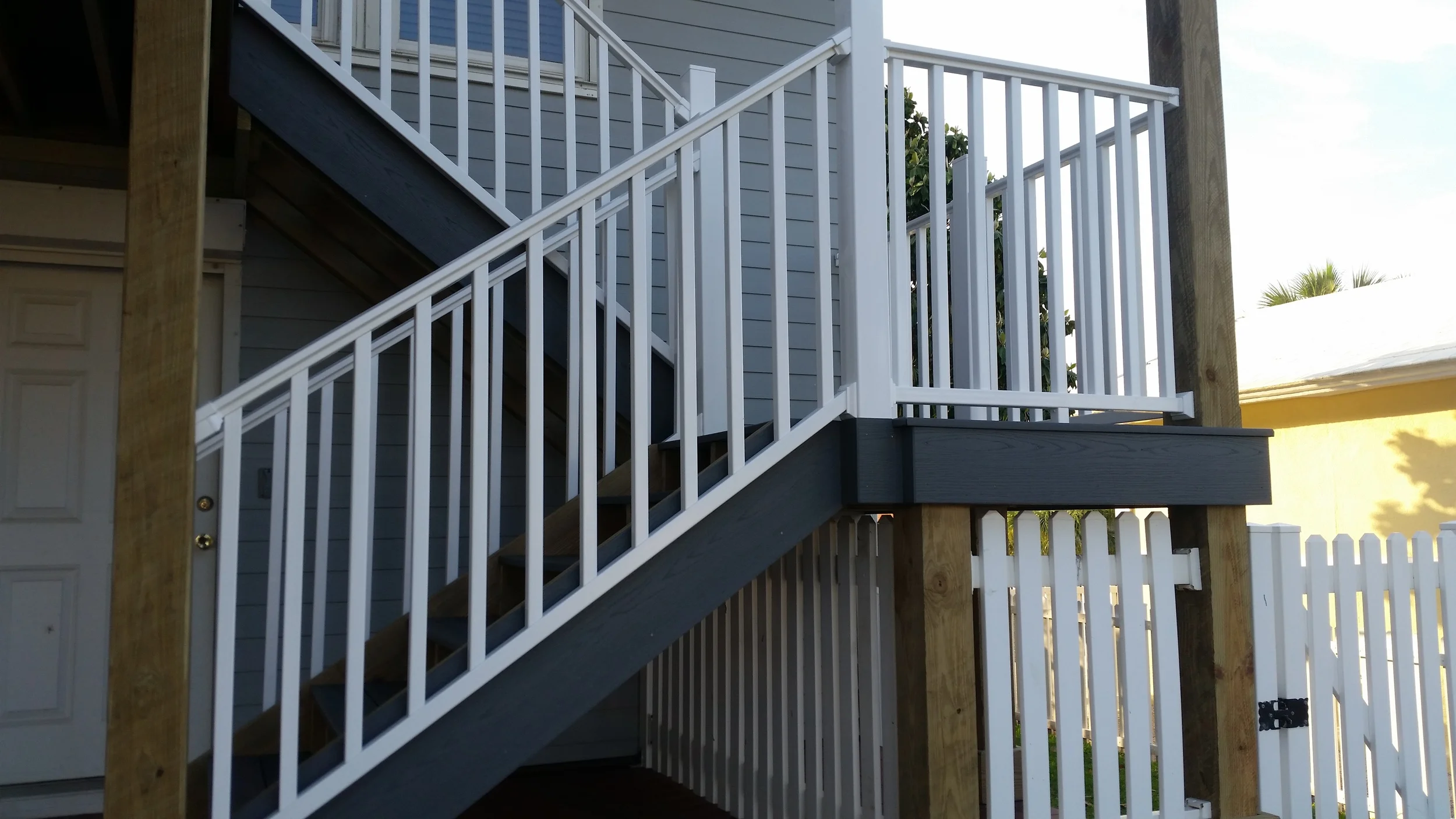 Stairs and handrail using Evergrain decking Rockport Texas