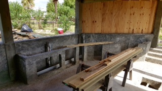 Outdoor kitchen under construction