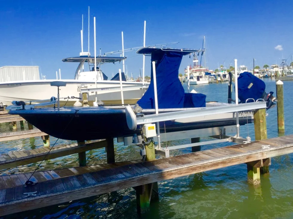Boatlift installed Rockport, texas.