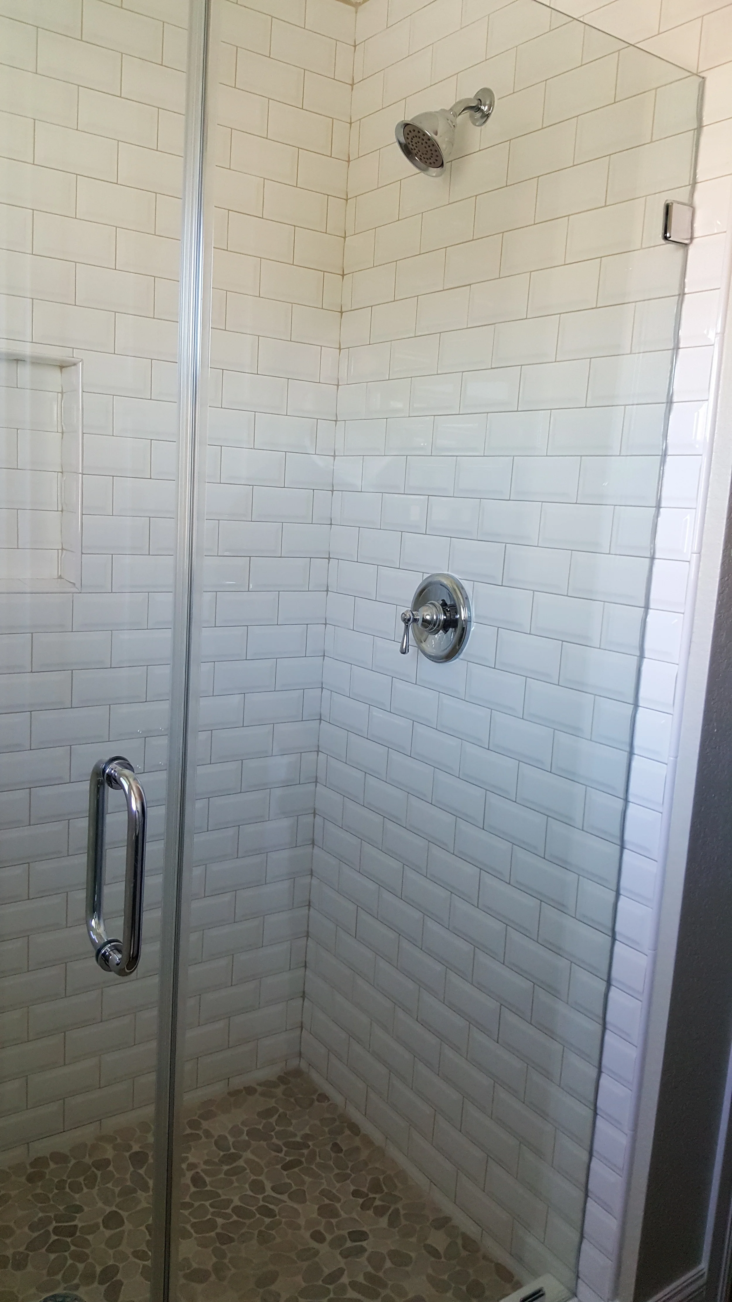 Custom shower stall with glass door