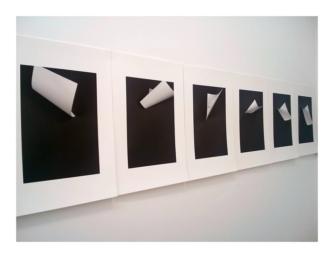 The Detail : test stills for interactive video - as viewer approaches an image illuminated on a monitor the image of paper moves. Once the viewer walks away the image returns to a state of quiet.