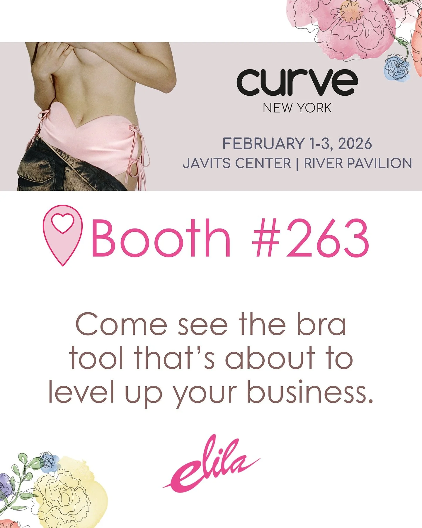 🚨 @curvexpo Must-See 🚨
Booth #263 &mdash; the bra tool your business has been waiting for.

Stop in &amp; let us educate you on our favorite tips &amp; tricks ✨

&bull;
&bull;
&bull;
Are you a retailer looking to carry elila? 
✨Head to our website 