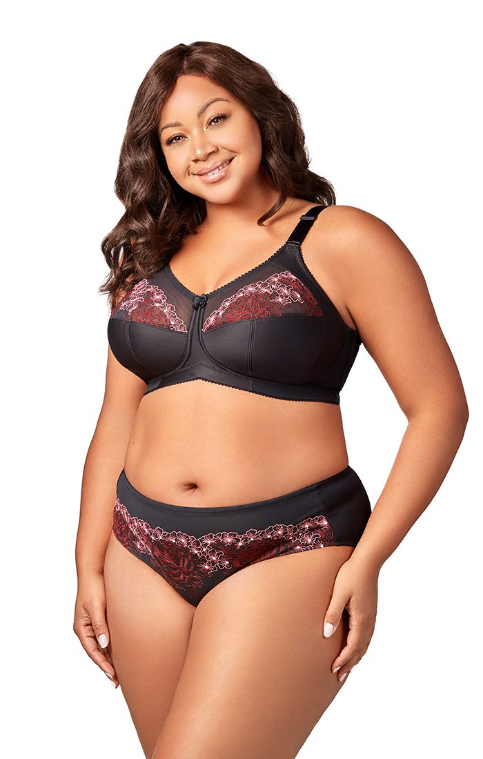 Elila Kaylee Full Coverage Wire-Free Bra 36F, Black at  Women's  Clothing store