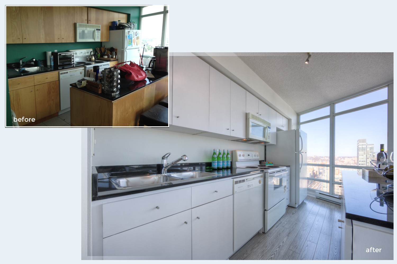 Condo staging before-and-after | kitchen