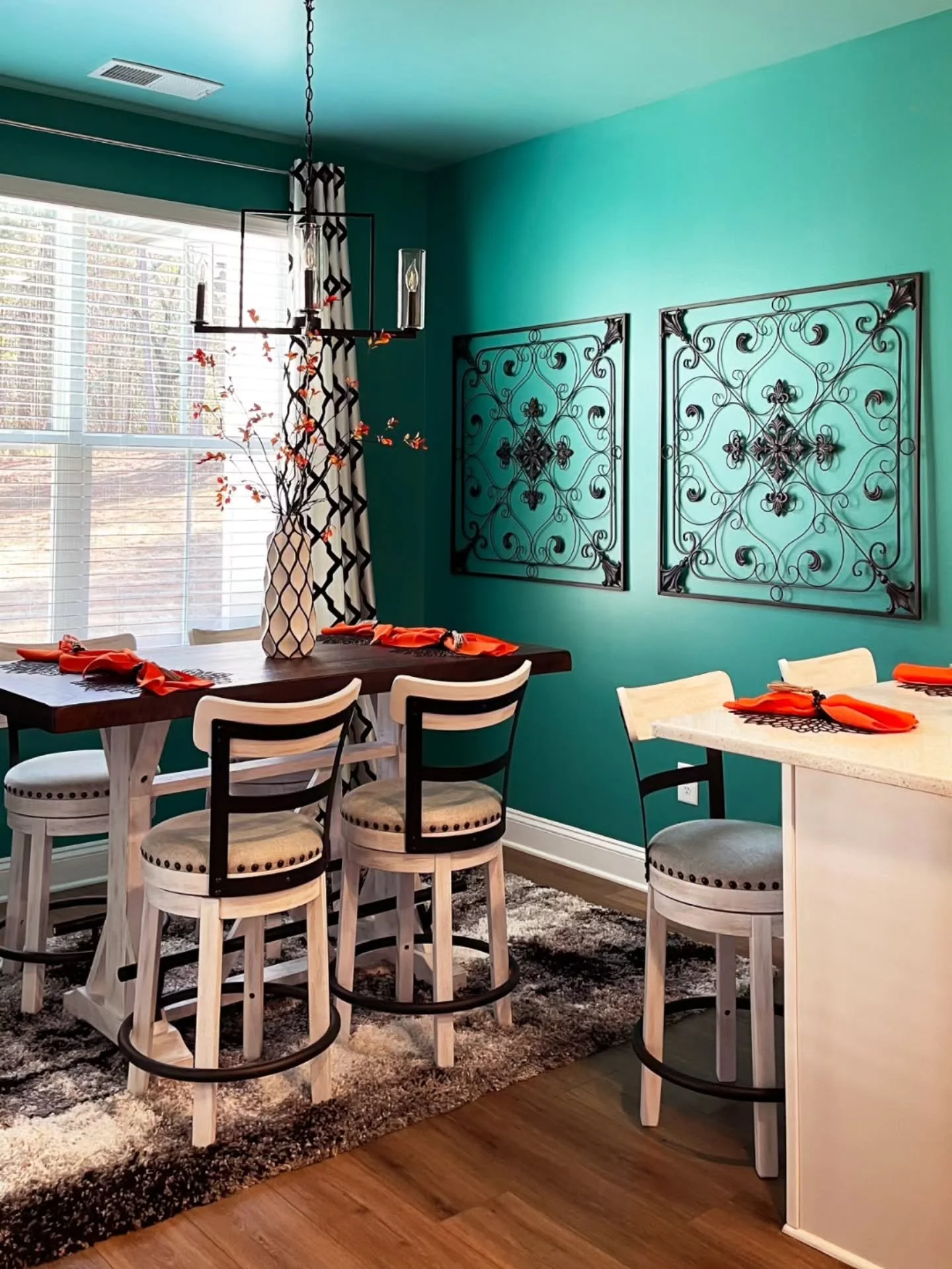 When the brief says black &amp; white, but your designer instinct says, "it needs something more."

A hint of orange later, and this breakfast nook went from classic to completely unforgettable.

The best part? The client didn't just like i