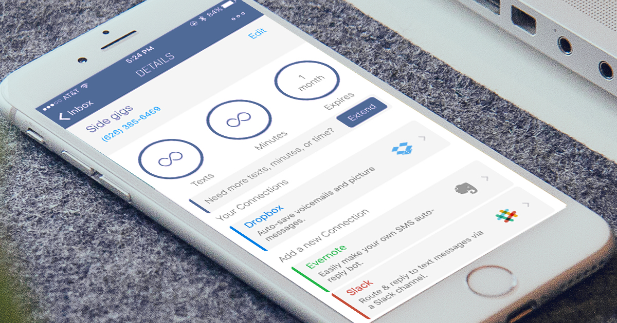 Introducing Burner Connections - connect your phone number to Dropbox, Evernote, Slack, SoundCloud, and more to follow.