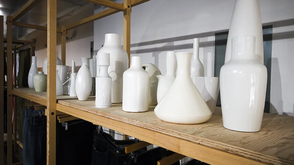 Various shaped vases and Nelson Bubble lamps represent the multitude of women’s curves and shapes that inspired Levi’s Revel and Curve iD Collection.