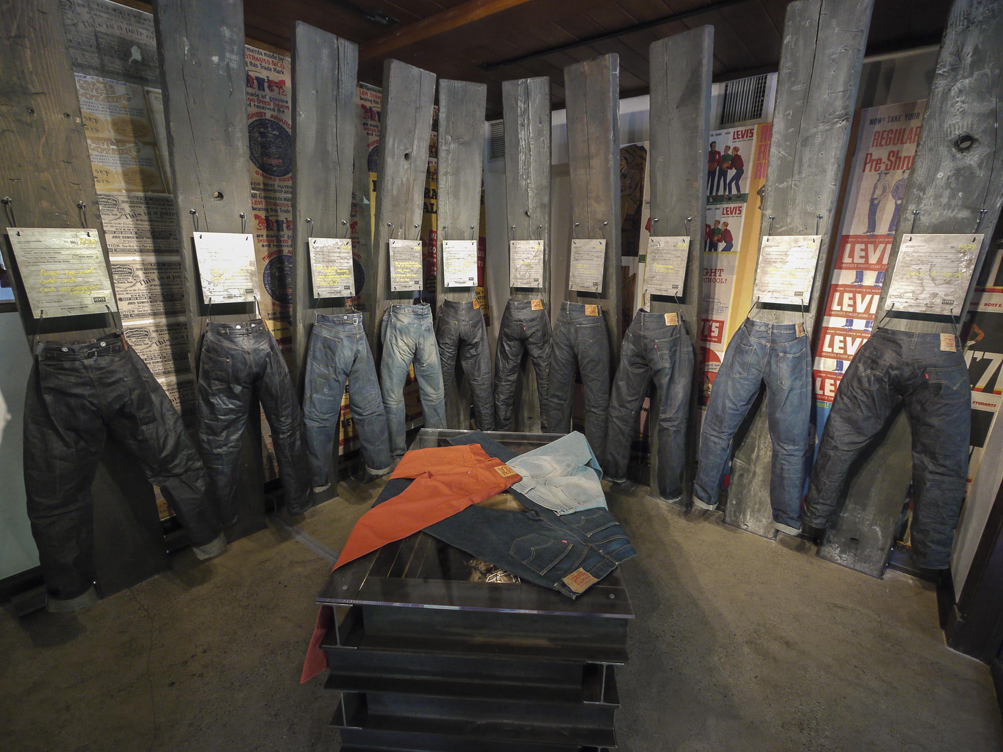 Levi's 501 Heritage timeline, Haus of Strauss Showroom, Hollywood CA — DCD
