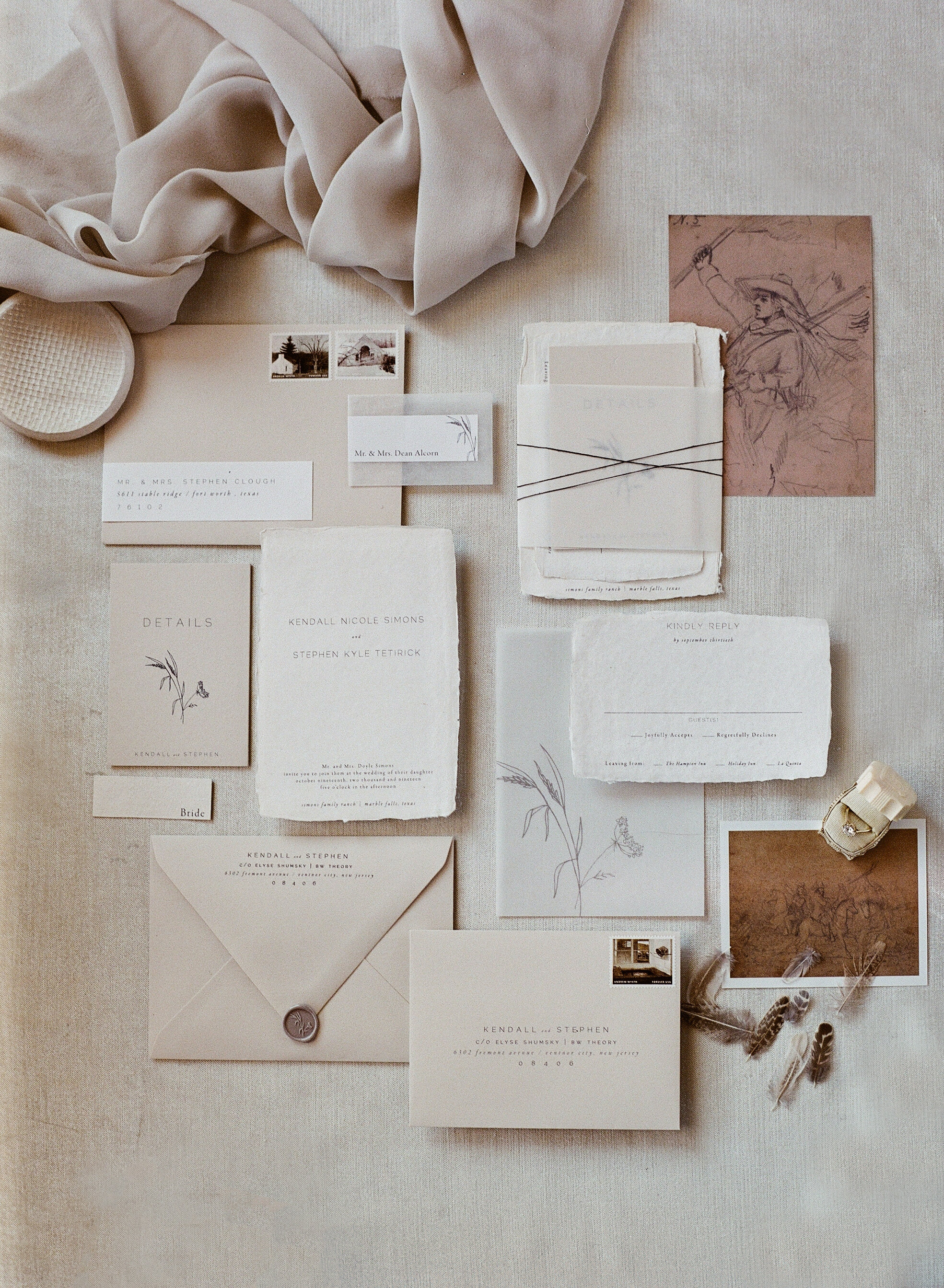 Austin wedding at Prospect House, invitations by Dear Darling Calligraphy