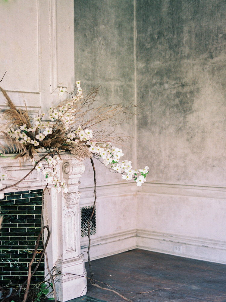 Mantel Floral Installation with Dried Flowers