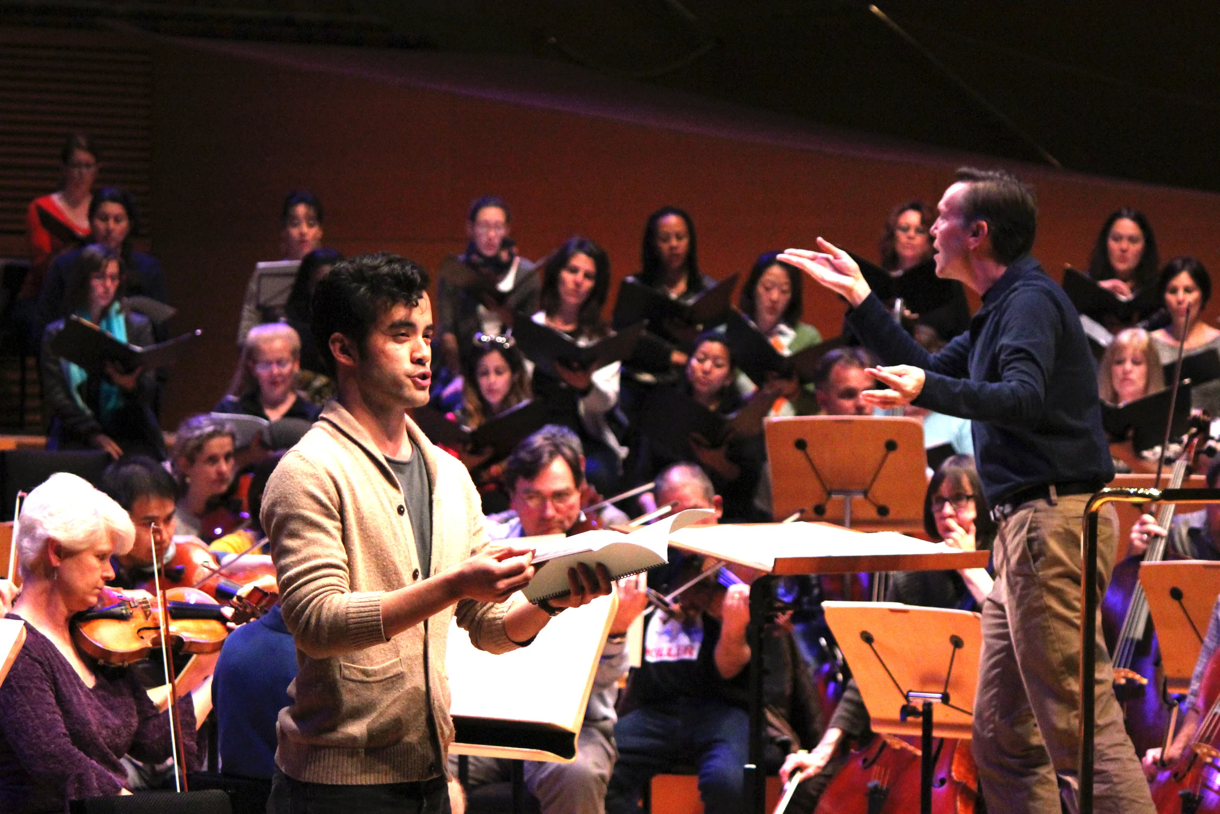 dress rehearsal with grant gershon, conductor for the world premiere of shawn kirchner's "songs of ascent" with the la master chorale photo credit: patrick brown and los angeles master chorale