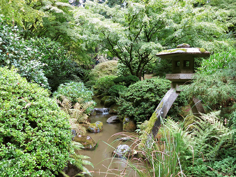  The Portland&nbsp;Japanese Garden has views to reward you with in&nbsp;every direction you turn. I love the dense and layered textures the greenery created here. Can you find the bridge with the man on it? 