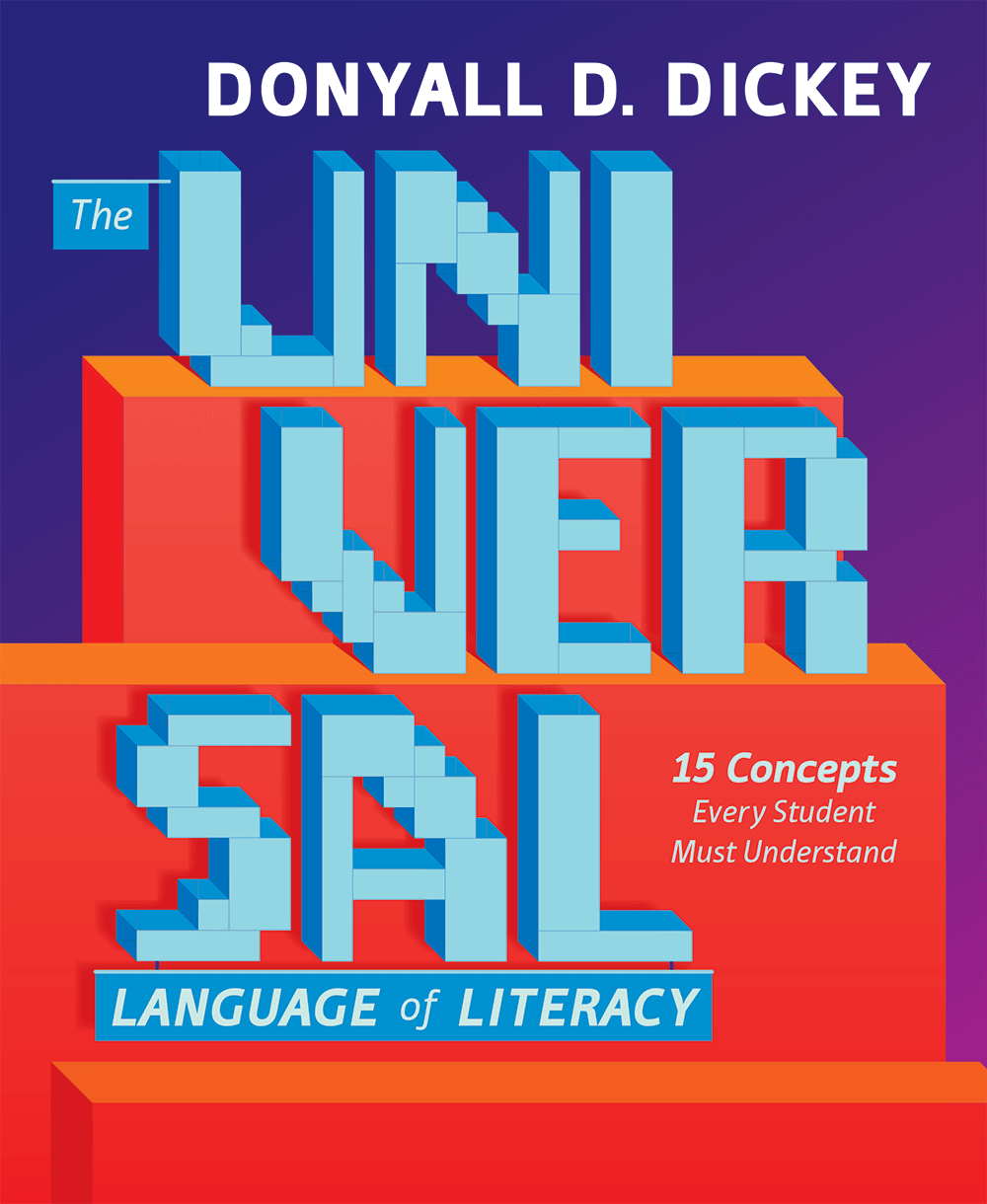  Custom lettering built from basic units to reflect the subject of the building blocks of literacy 