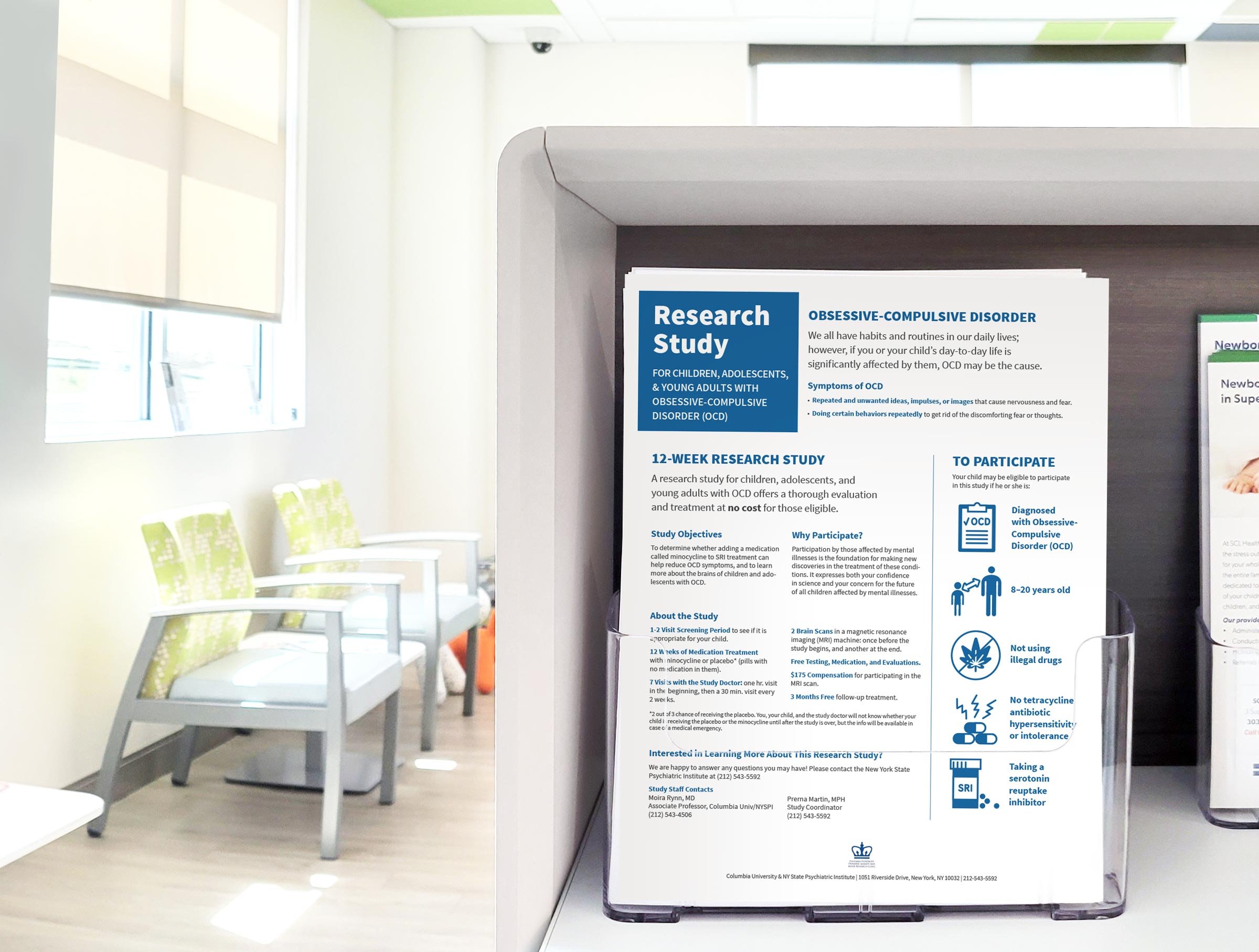 Flyer displayed to grab attention of patients in context of healthcare waiting room 
