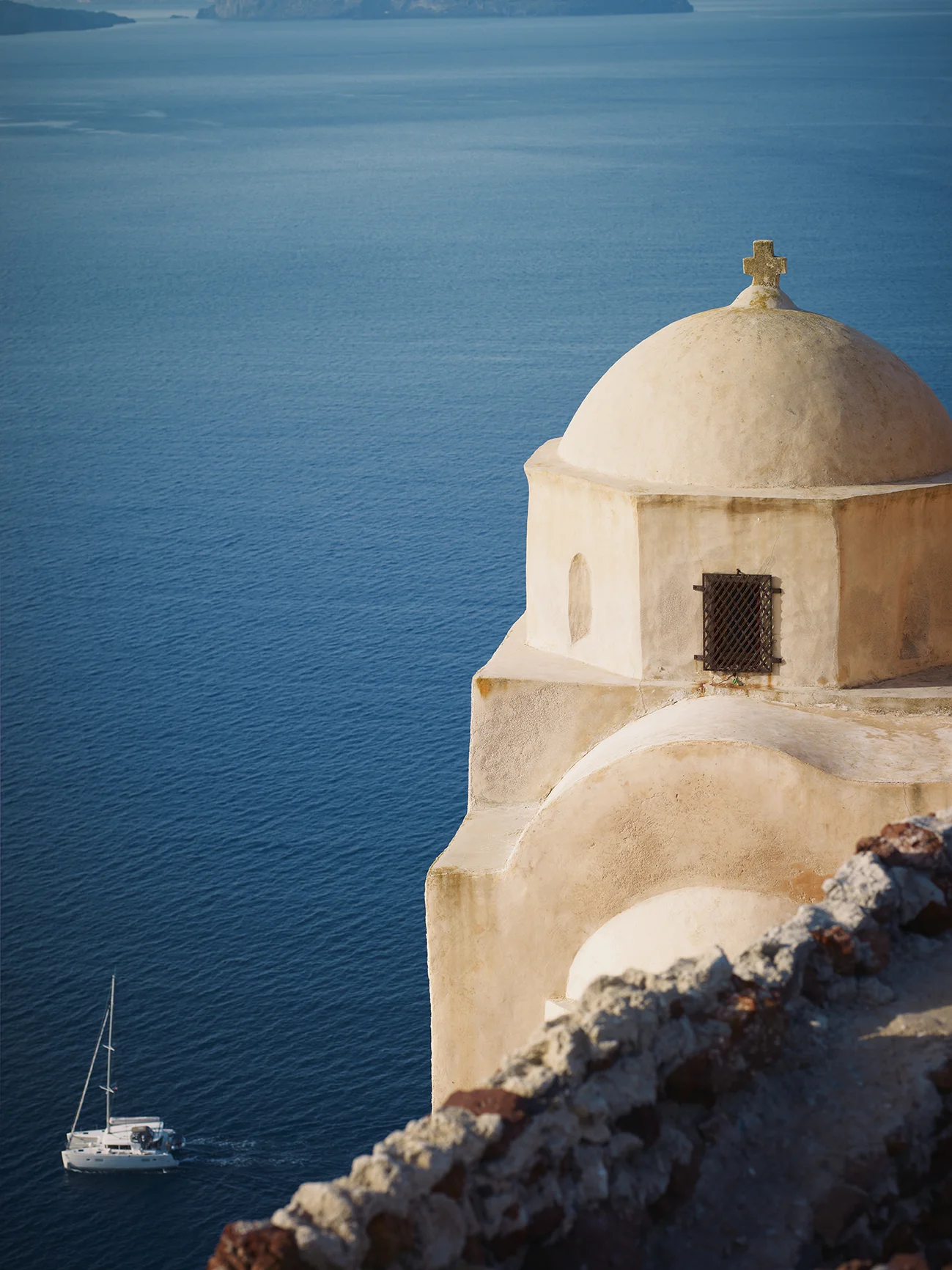 Church overlooking Catamaran Santorini.jpg