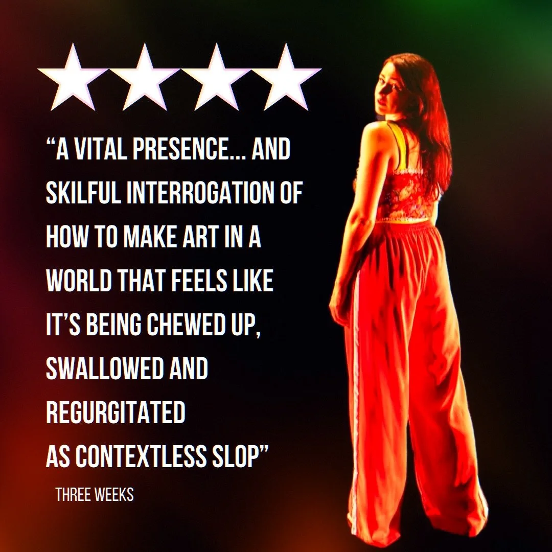 Another 4⭐️⭐️⭐️⭐️s in for FAMEHUNGRY baybeee!

Cannot believe we&rsquo;re on the final show of week 3 🫠😅 

Really feeling the love this week from all our audiences- thank you for coming along to stare into the void with me and getting the dark cree