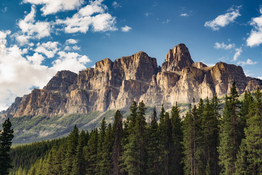 Castle Mountain viewed from Castle Junction - Banff National Park, Alberta, Canada 