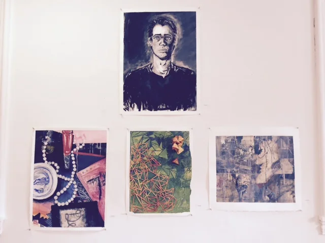 Works by Sam Bowen (top), Jane Kye, Hoshea Hart and Schuyler Alig. (L to R)