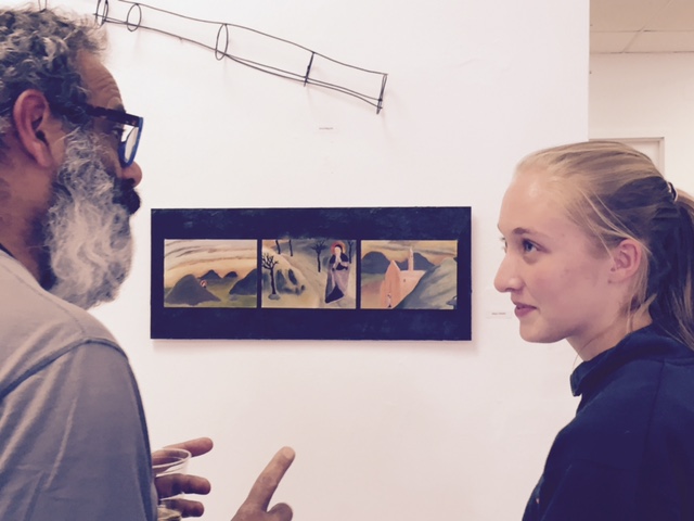 Renny and Alison Biester in front of her piece.