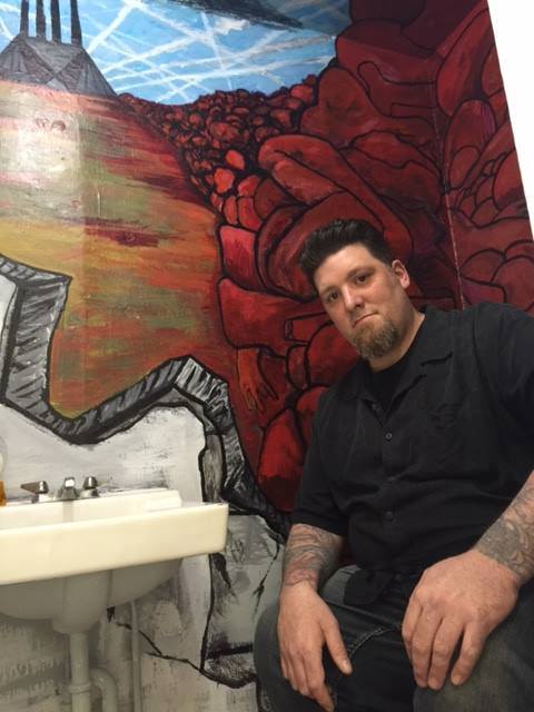 Artist Salvatore Cerceo inside his installation "Nothing Virtual Allowed Here" in the ReDRooM.