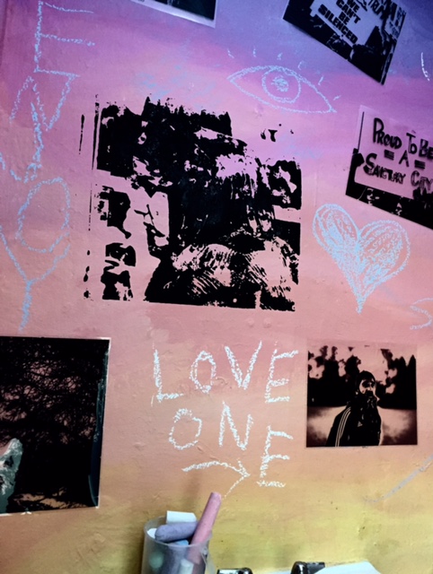 Messages on the wall of "WE RISE" by Eddie Einbender-Luks &amp; Amanda Booth.