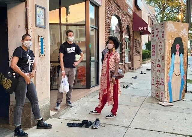 (L to R) PRISMS artists Linette Kielinski, Eddie E-Luks and Gina Giles. Photo by Rocio Cabello