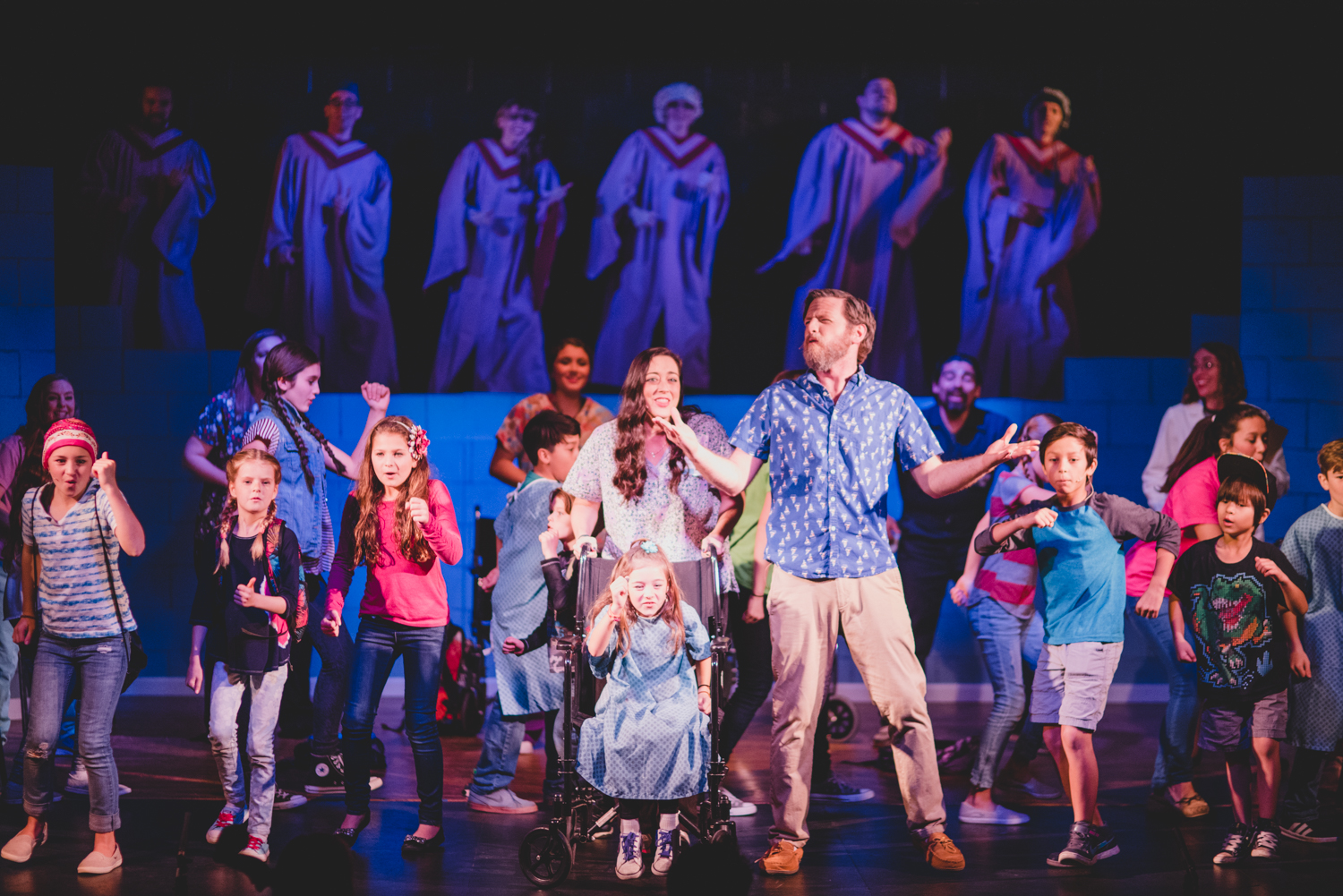 BREATHE, A New Musical has a cast of 14 children, who bring a vibrant energy to the stage. Their youthful enthusiasm and joy give needed moments of comedy and rest amidst a story that is constantly compelling you to feel deeply. 