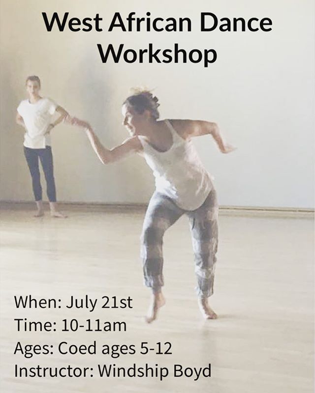 Coming to you this Saturday from the Center Street Dance Academy: a workshop in a West African Dance taught by guest artist Windship Boyd! See link in bio to register your kids! For those who have registered already, workshop details are coming to yo