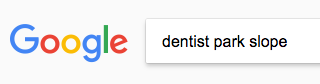 Google Search Optimization for 'Dentists Park Slope'.