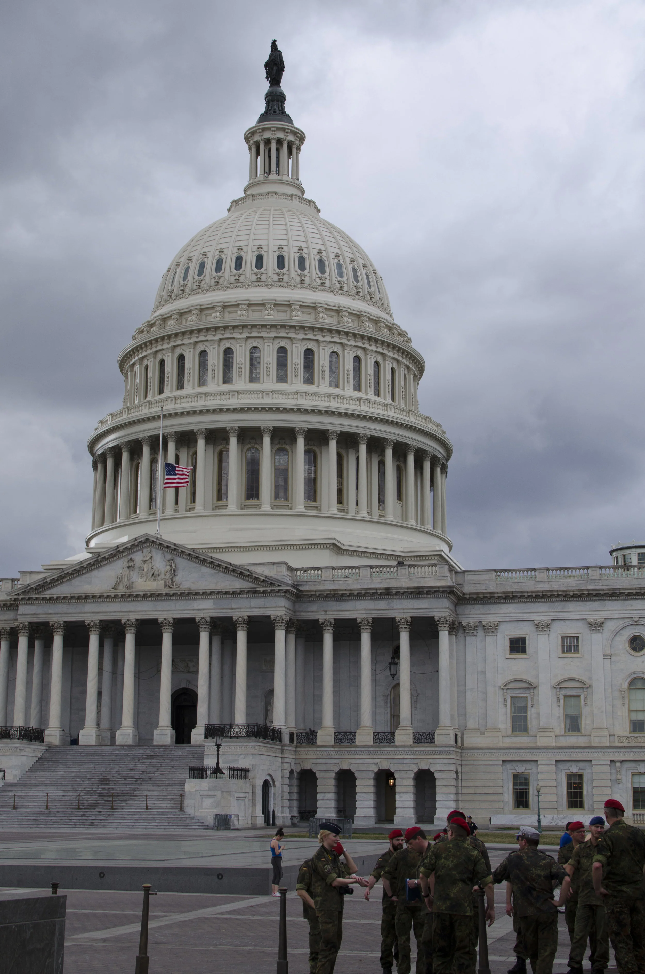  A group of &nbsp;military men and women visit the United States Capitol. A flag patch on their uniforms signified they were from Germany.&nbsp; 