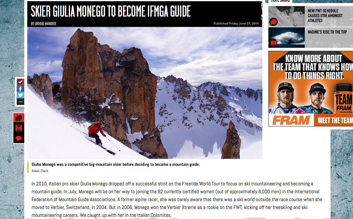 ESPN, June 24, 2014 Gulia Monego on becoming an IFMGA guide