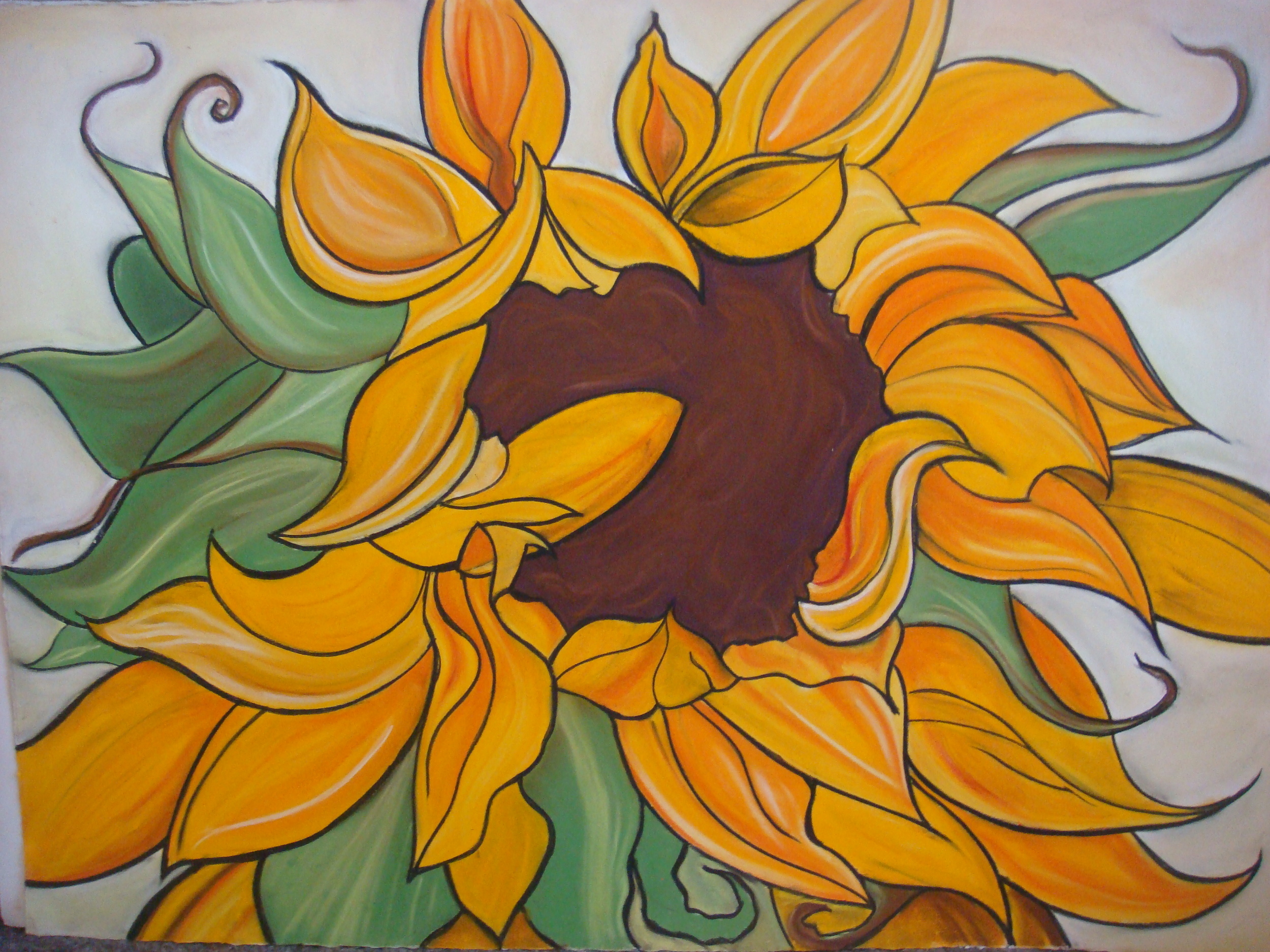 Sunflower, Pastel and Chalk. 22x30