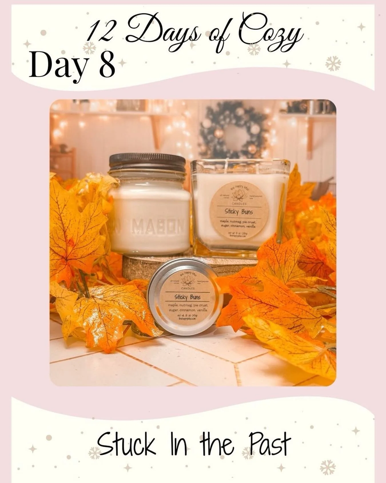 🕯️Day 8 of the 𝟭𝟮 𝗗𝗮𝘆𝘀 𝗼𝗳 𝗖𝗼𝘇𝘆 is 𝘚𝘵𝘪𝘤𝘬𝘺 𝘉𝘶𝘯𝘴 &hellip;This candle is sweet, warm, and 𝗳𝘂𝗹𝗹 of ooey gooey goodness with notes of maple, nutmeg, cinnamon &amp; vanilla.⁣
⁣
📅 Available today 𝙤𝙣𝙡𝙮 at retro pricing, because