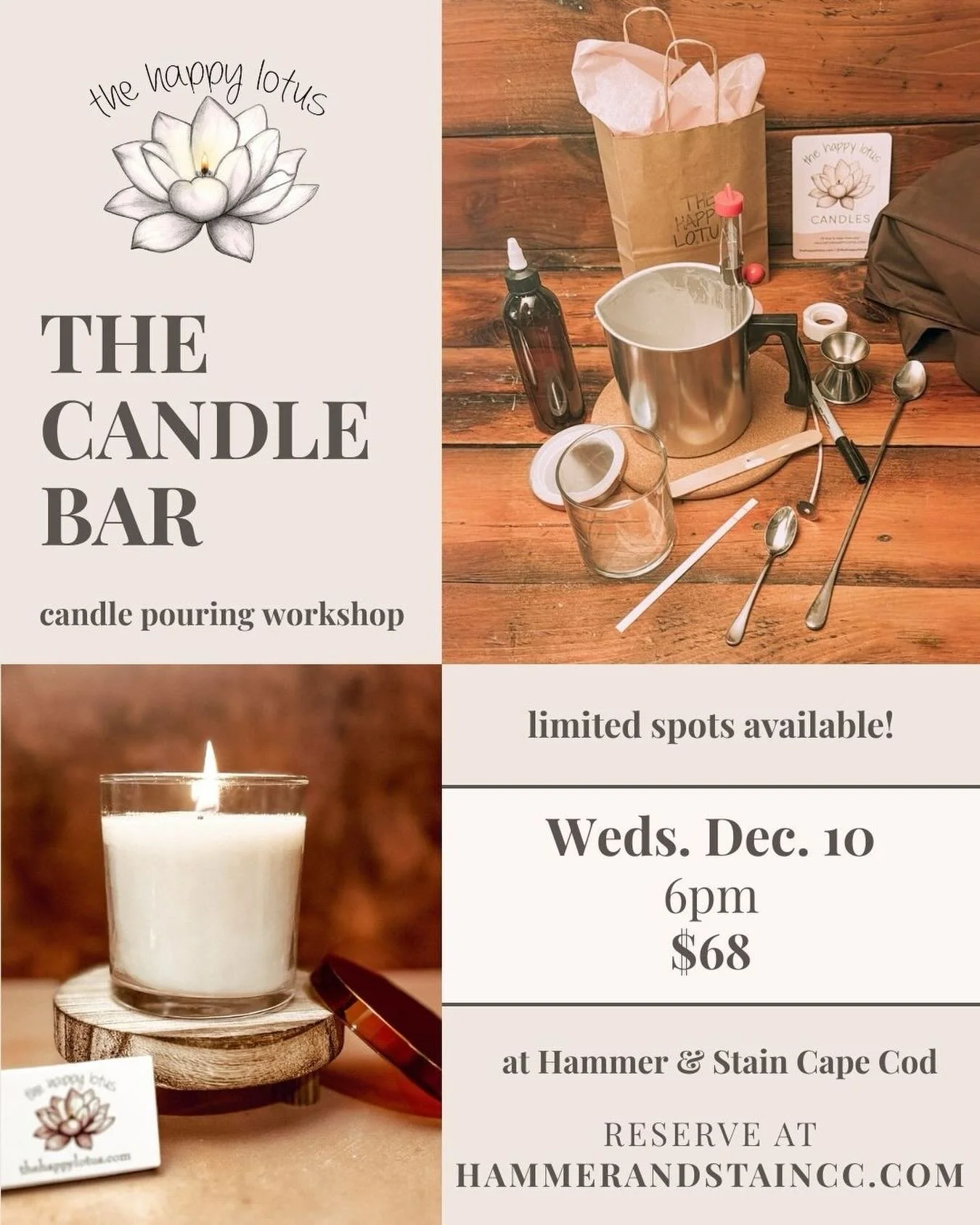 🕯️ Ready to get a little wax on your hands? ⁣
⁣
🕯️ 𝗧𝗵𝗲 𝗖𝗮𝗻𝗱𝗹𝗲 𝗕𝗮𝗿 🕯️ is back! Pick your holiday scent &amp; pour your own candle! ⁣
⁣
💻 Signups are open &amp; I can&rsquo;t wait to see you there! Visit my site for the workshop info, o