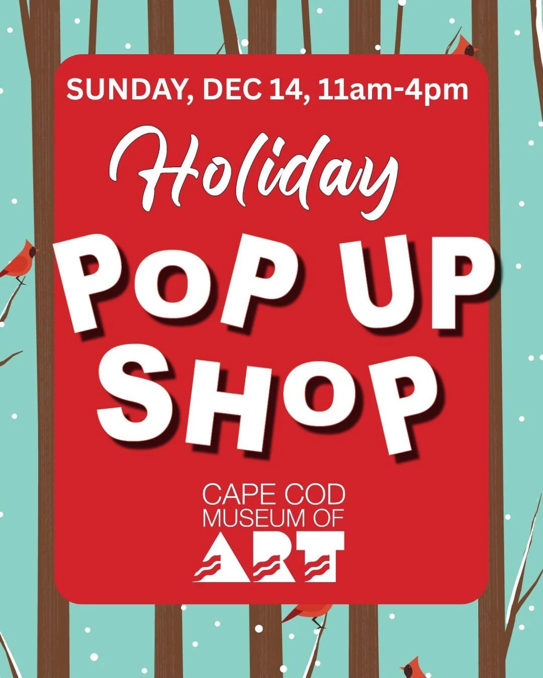 🎅🏼 If you&rsquo;re strolling in Dennis this weekend, make sure to stop by the @capecodmuseumofart for their 𝗛𝗼𝗹𝗶𝗱𝗮𝘆 𝗣𝗼𝗽 𝗨𝗽 𝗘𝘃𝗲𝗻𝘁! Use your feet 👣 or take the trolley 🚋 &amp; say hi! ⁣
⁣
🎄 This will be my last event &amp; your la