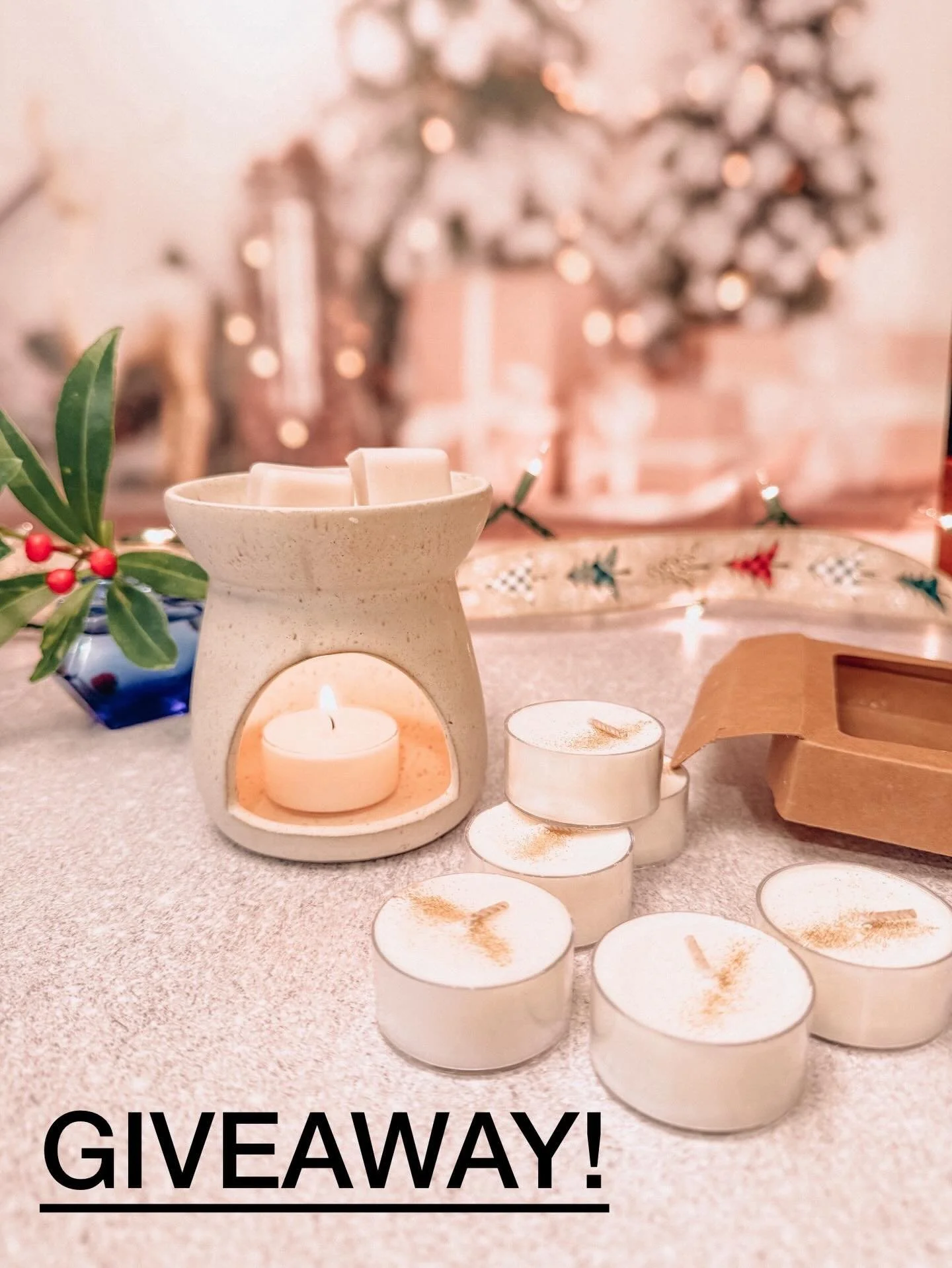 𝗚𝗶𝘃𝗲𝗮𝘄𝗮𝘆 𝗔𝗹𝗲𝗿𝘁! One lucky follower will win a Wax Melter Gift Set! ⁣
𝗧𝗵𝗲 𝗚𝗼𝗼𝗱𝘀:⁣
✨ A wax melter (handmade by @rootedclayandpaper)⁣
✨ Two packs of holiday‑scented wax melts,⁣
✨ A set of tealights⁣
✨ Wrapped up and ready to gift (o