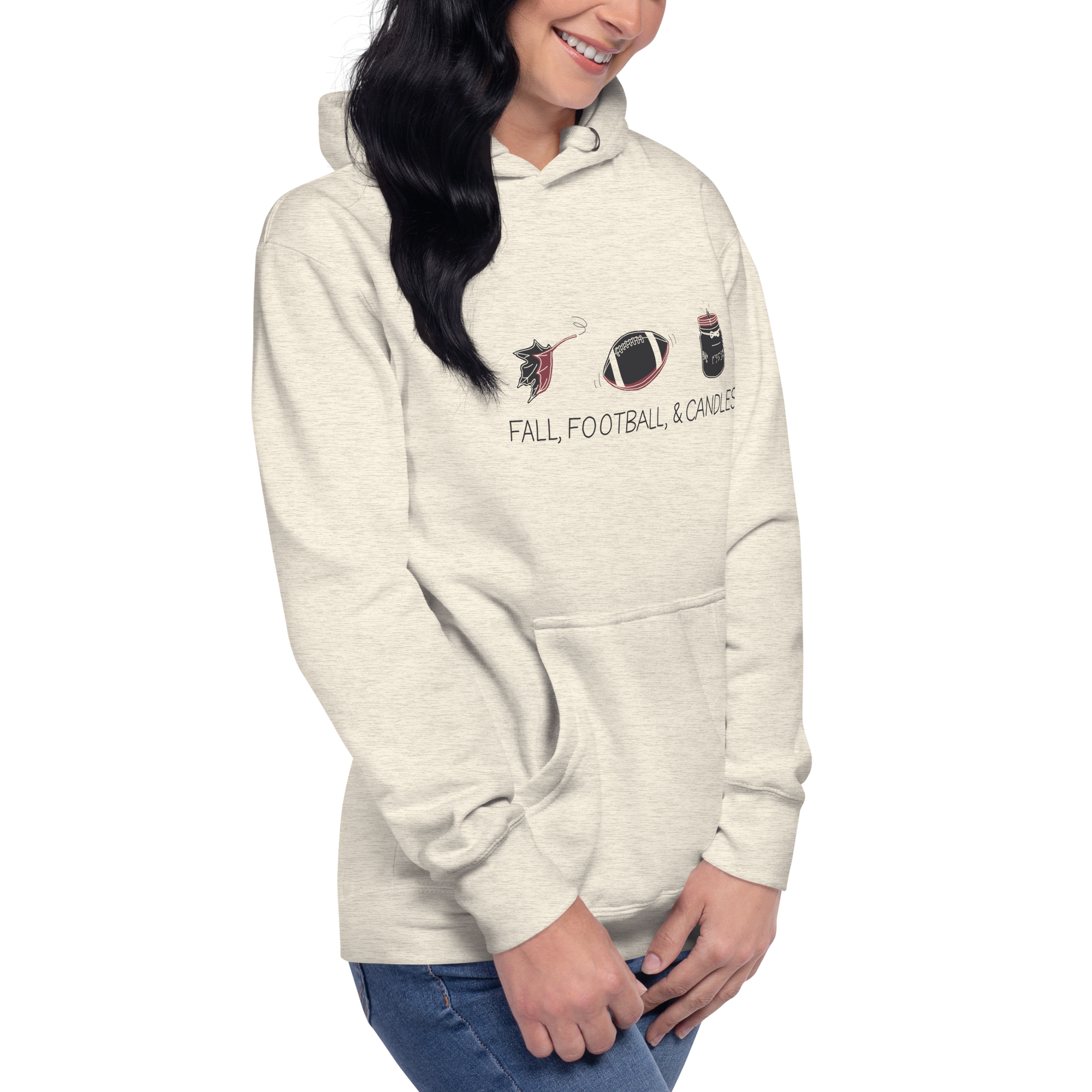 Fall, Football, & Candles Heavyweight Hoodie | Light Colors