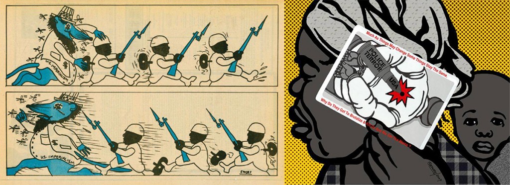 U.S. Imperialism (Left), Police Terror USA (Right)
