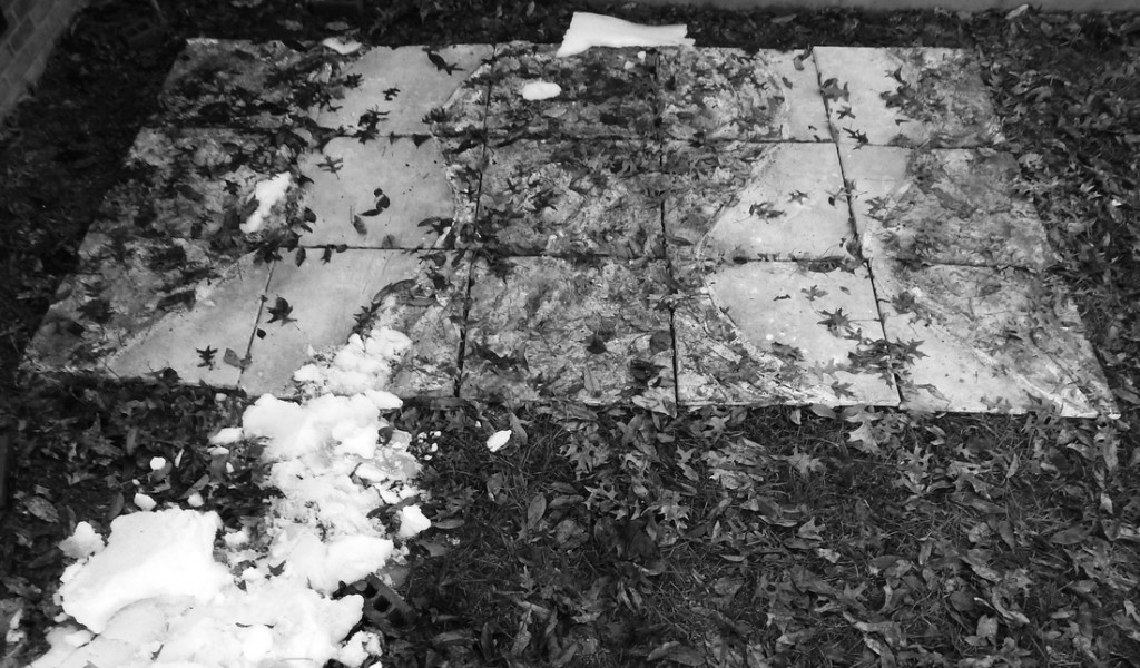 The Wind Has Erased the North Star, by Adam Turl. Oil, acrylic, cotton, ash, concrete, debris and snow on canvas. Cover art for Octavio Quintanilla’s If I Go Missing (Slough Press, 2014)