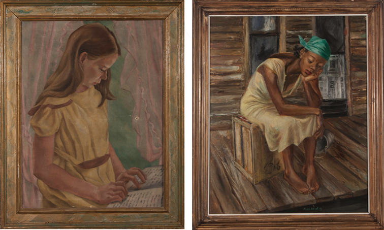 Left: Mary Hoover, The Fairy Tale. ca 1930s. Right: Aaron Bohrod, Dreams, 1939