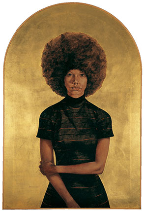 Barkley L. Hendricks, Lawdy Mama, 1969, Oil and gold leaf on linen canvas, 3 3/4 x 36 1/4 inches